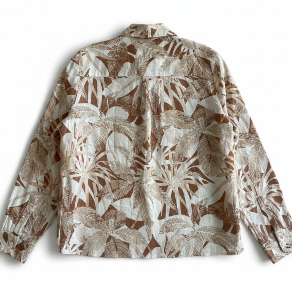 J.McLaughlin Floral Linen Button Front Blouse Top Women’s Size Large - Picture 3 of 5